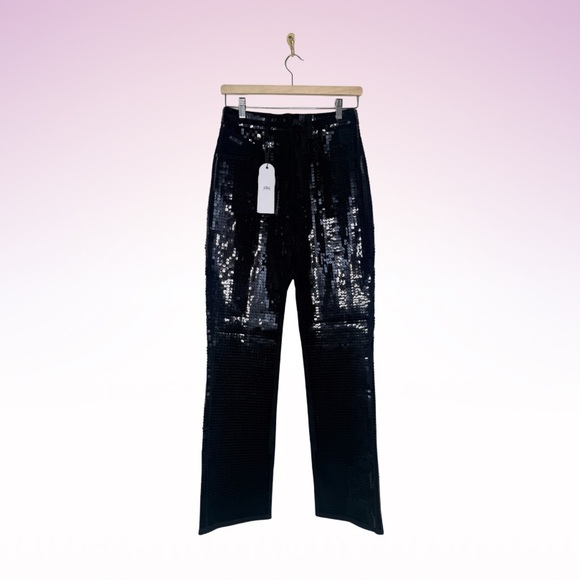 NWT RTA Black Sequin Slit Denim Jean Maxi Skirt (Sz 26) - Picture 3 of 7